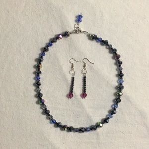 Faceted Glass Multicolored Necklace & Earring Set